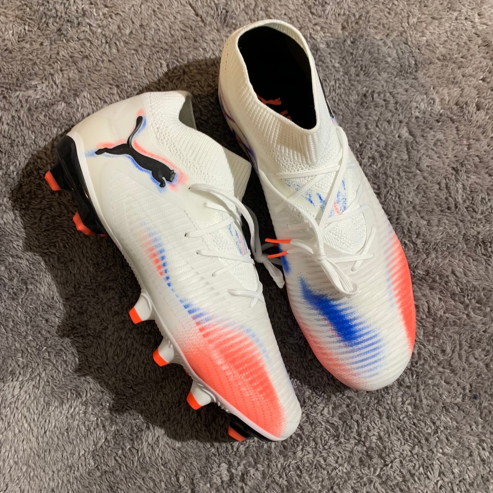 Puma Future 7 Ultimate FG/AG Mens Soccer Cleats White Blue‎ 108588-01 Size 7.5US